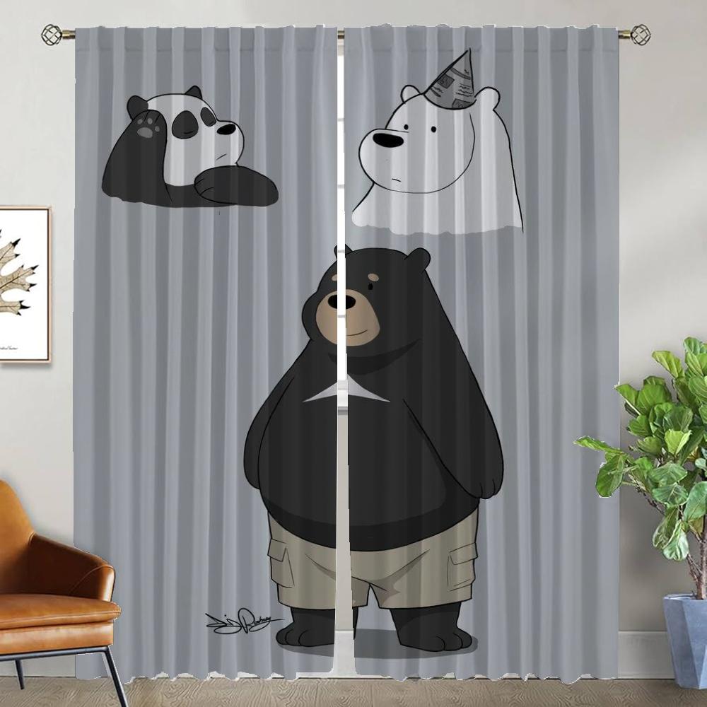 Kitchen Curtains for Camera We Bear Bears Window Curtain for Room 2 Panel Shades Home Interior Curtains Partition Living Elegant