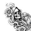 Skull Rose Window Cling Halloween Skeleton And Static Clings, Removable Sketch & Decoration Flower Glass Sticker, Waterproof PVC Decal for Home Store