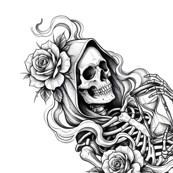 Skull Rose Window Cling Halloween Skeleton And Static Clings, Removable Sketch & Decoration Flower Glass Sticker, Waterproof PVC Decal for Home Store
