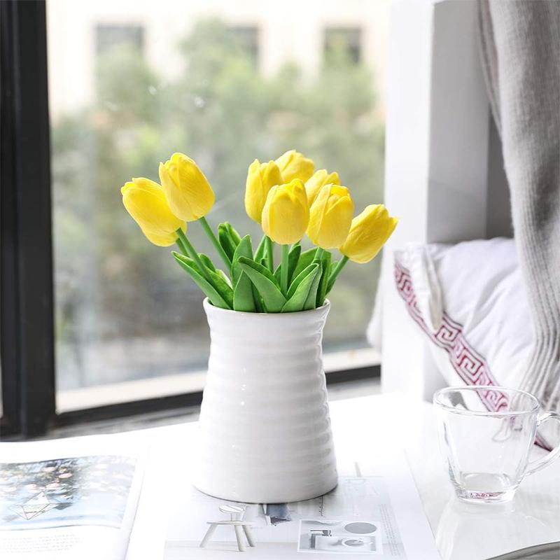 29cm Yellow Tulip Simulation Feel Tulip Flower Home Decoration Ornaments Wedding Photography Props Fake Flowers  3/5/10pcs