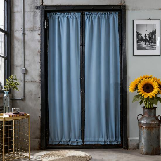 Rod Pocket Door Curtain Thermal French Door Curtain Room Darkening Privacy Blackout Curtain Panel for Kitchen Patio Doors