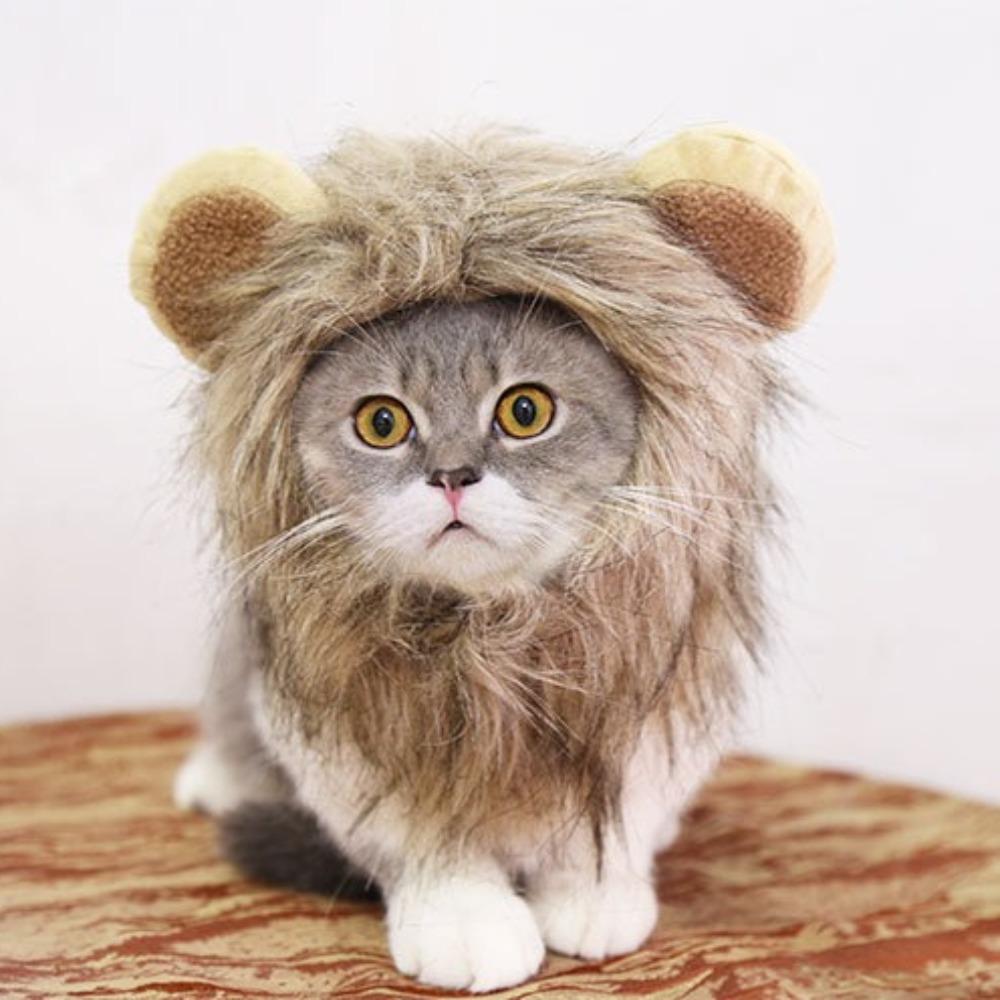 Halloween Lion Mane Hat, Adjustable Pet Costume Cap for Small Medium Large Pets, Funny Animal Cute Cat Dog Costume Accessory