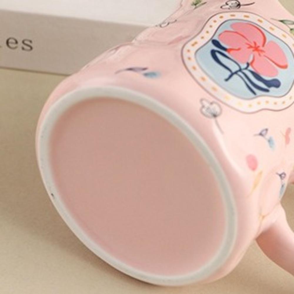 Floral Decoration Ceramic Coffee Mug Handmade Breakfast Cup Drinkware Cafe Cup  Home Office Use