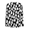Women's Long Sleeve Casual Pullover Sweatshirt Halloween Ghost Pattern Round Neck Top Lightweight Comfortable Fit