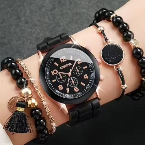 Simple And Versatile Fashion Women'S Watch 5Pcsset Boutique Gift Set For Women