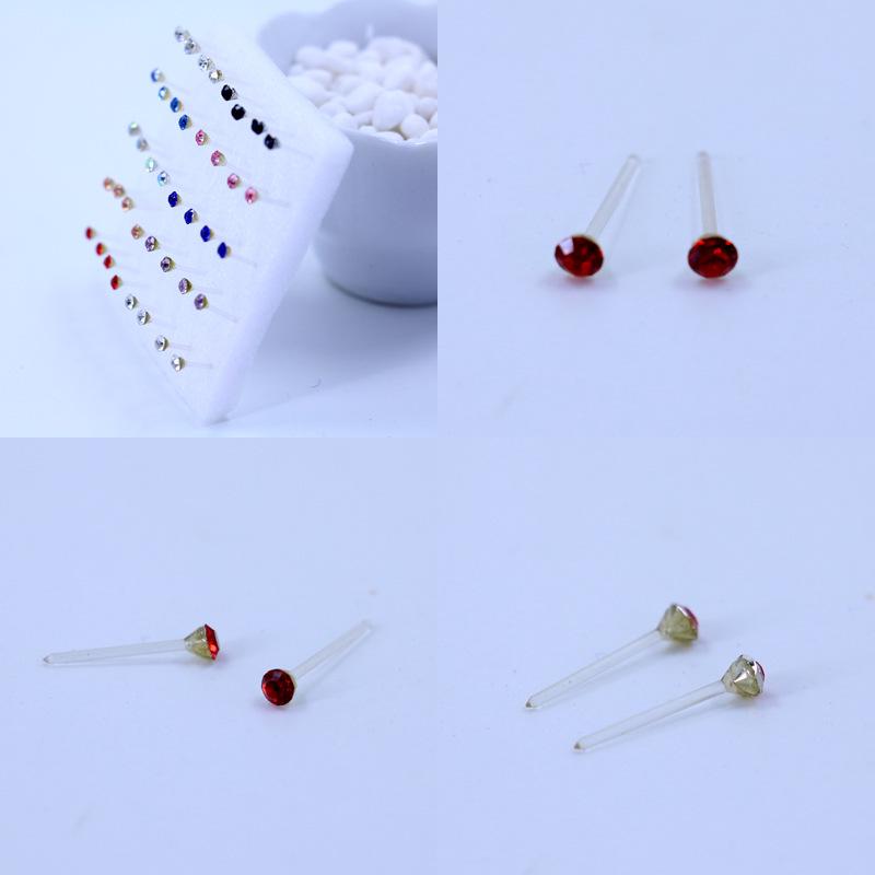 Koreanische Mode 3mm Harz Strass Ohrringe Set: 20 Paar glänzende Plastikohrringe für Damen