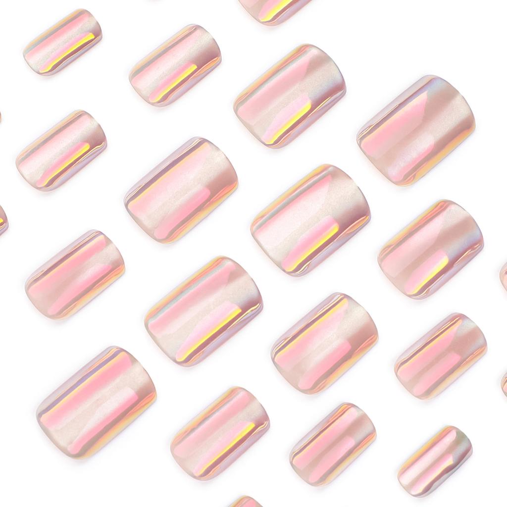 Short square Aurora cat eye wearing nail art cross hot selling fake nail nail patch fake nails