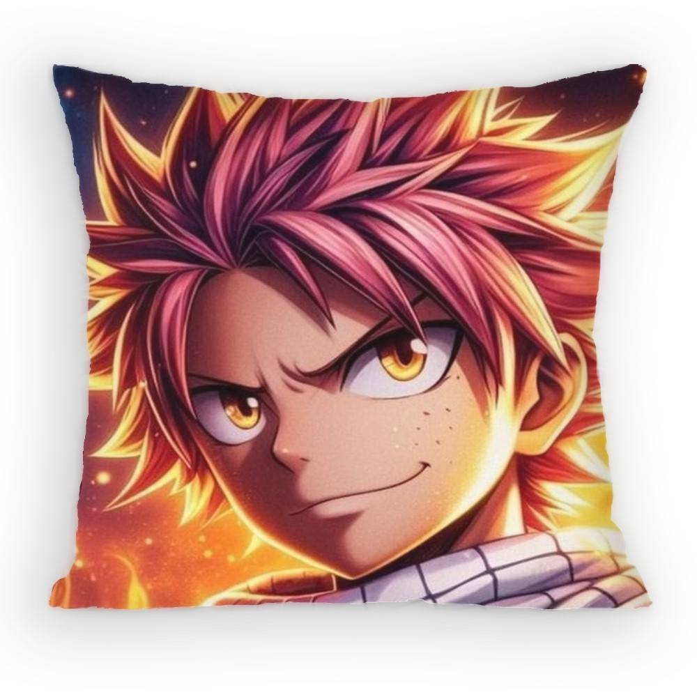 FAIRY TAIL Natsu Pillow Case Antidustmite Pillowcase Invisible zipper silky short plush Sofa cushion cover