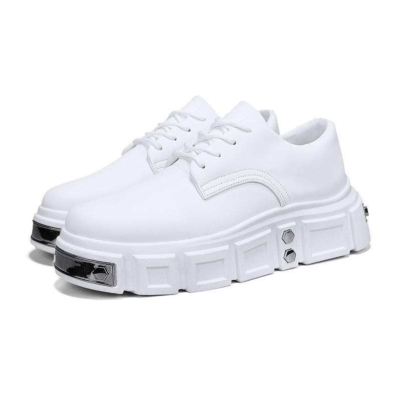 

Autumn Low Cut Shoes with Thick Soles Increased Height Inside Mens Solid Simple Versatile Board Shoes 39 белый