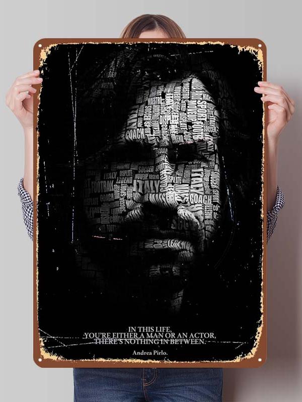 Andrea Pirlo Football Player Metal Posters Wall Art of Murals Custom Made Metal Tin Sign Plaque for Wall Decoration Retro Decor