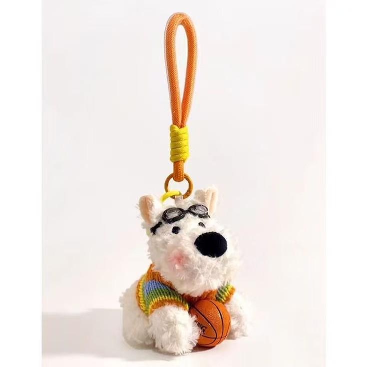 Adorable West Highland Terrier Football Cartoon Plush Keychain - Puppy Pendant Charm for Bags & Gifts