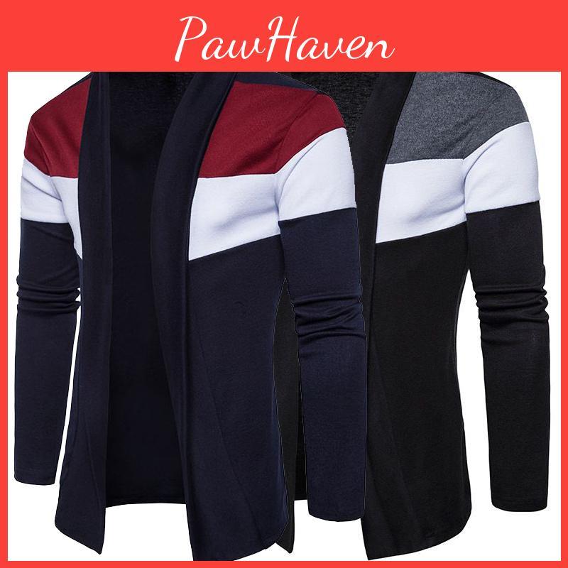 Exquisite Men's Plain Knitted Cardigan Long Sleeve Slim Fit Sweater Jacket