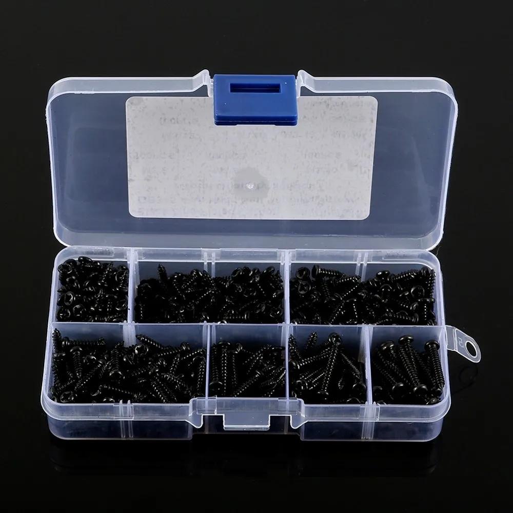 500pcs Portable Metal M3 Screw Kit Cross Head Round Head Self Tapping Screw Fastener Self Drilling Pan Head Screw Hardware