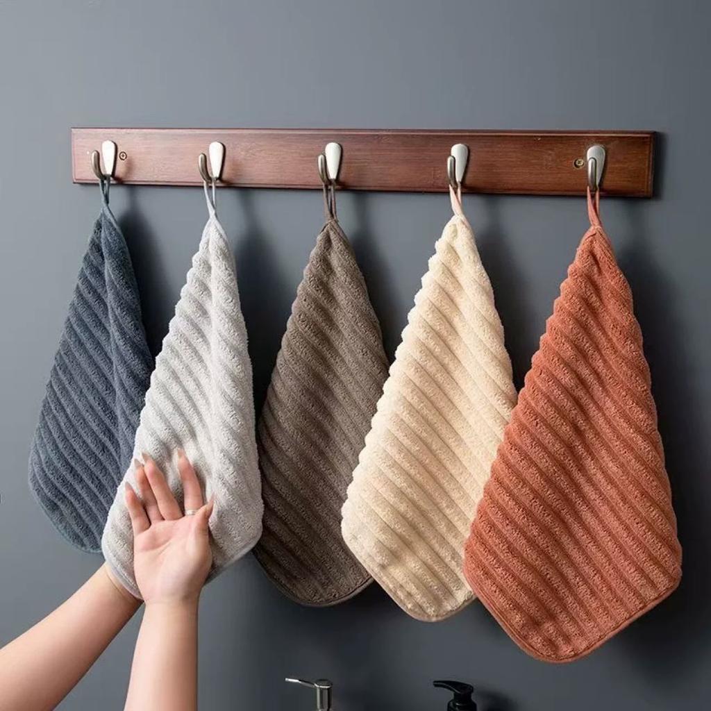 Dishes Towel 1/5Pcs Coral Fleece Hand-Wiping Towel Thickened Absorbent Towel Hangable Enduring Soft Handkerchief Kitchen Washing
