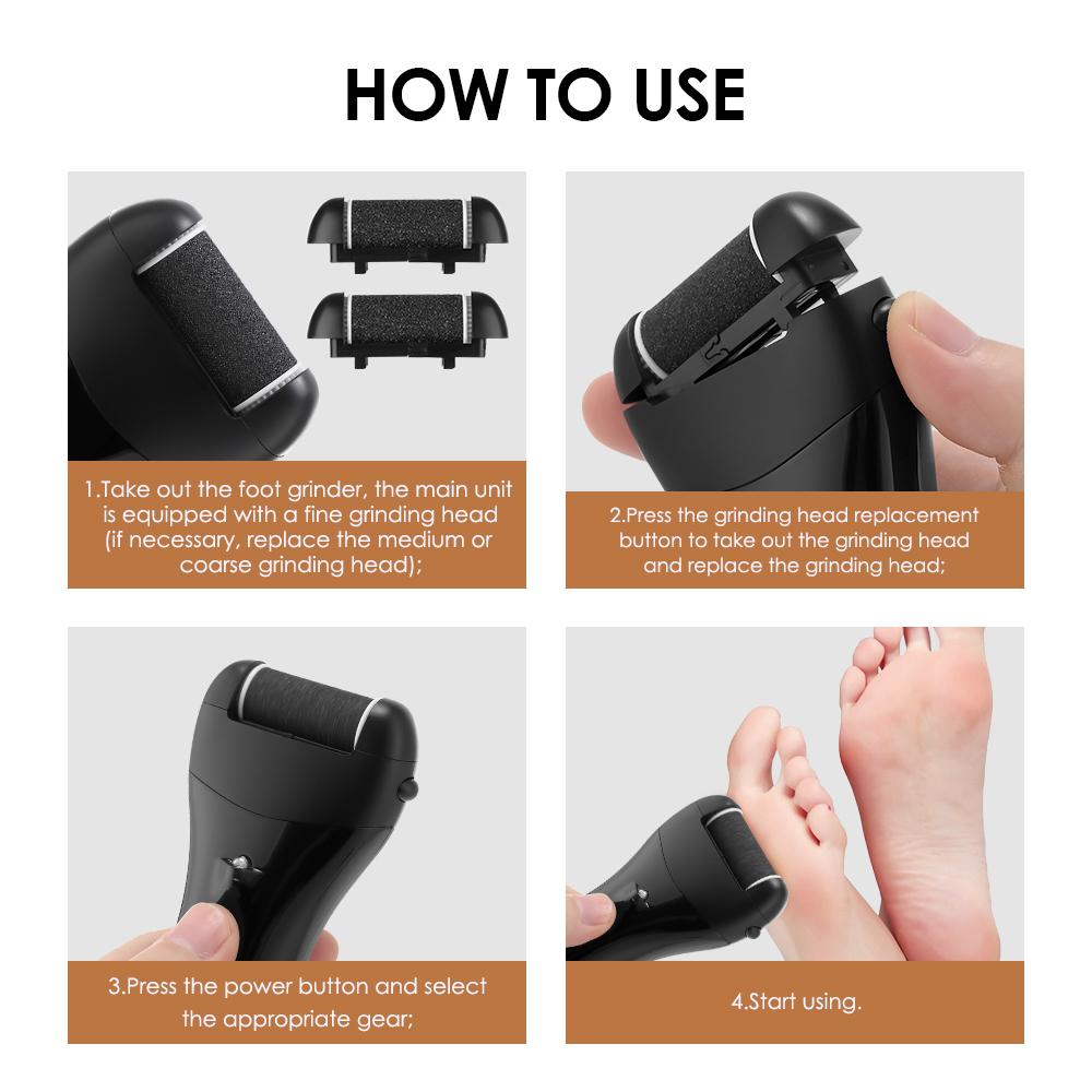 Portable Foot File Heel Dead Skin Callu Removal Tool Electric Foot Grinder with Digital Display Rechargeable Callus Remover IPX4