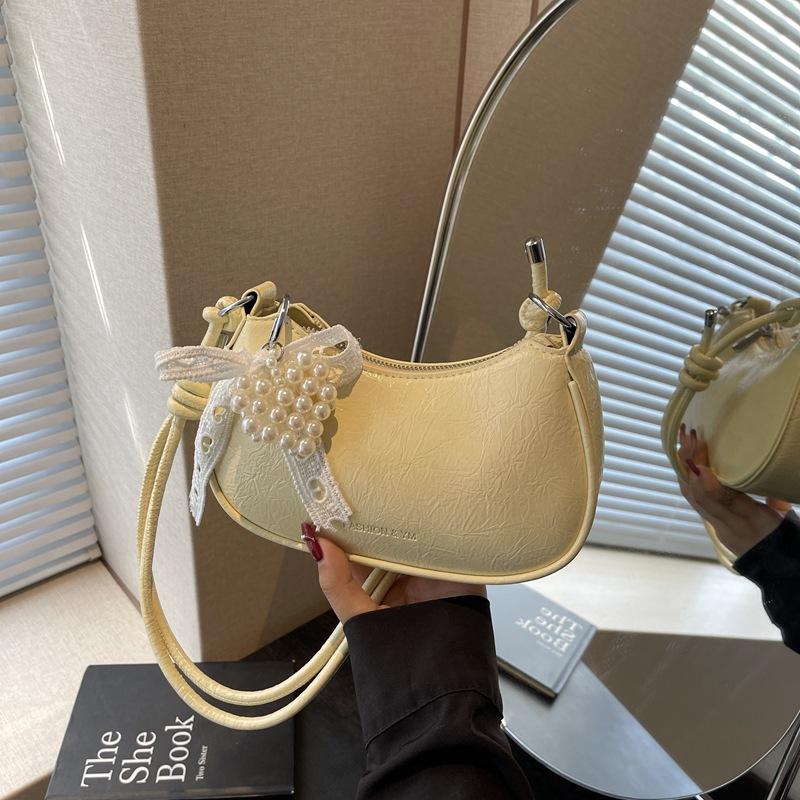 Korean niche underarm bag women's new trendy fashion lace crescent bag simple shoulder handbag