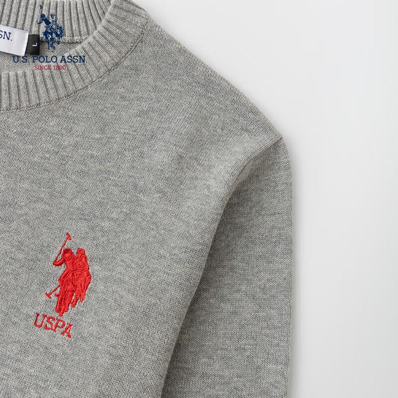 NÁS. POLO ASSN. Pánský úpletový svetr s kulatým výstřihem z čisté bavlny