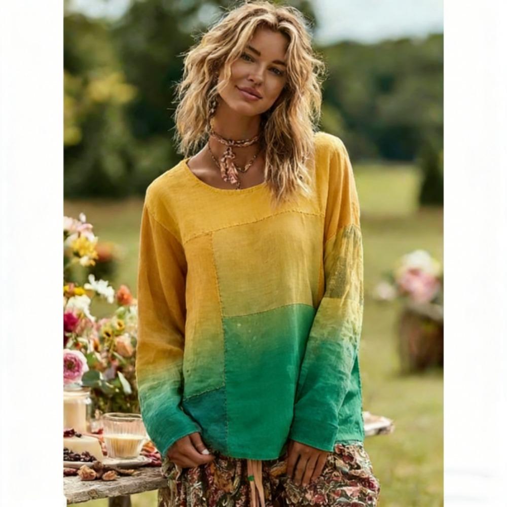 Europe America Women's T-shirt Fashion Floral Print Pullover Bohe Style Women Long Sleeve T-shirt Outdoor Casual Tees Top