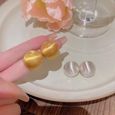 S925 Silver Needle Korean Geometric Trend Earrings: Simple, Versatile, Exaggerated Design with Brushed, Frosted Finish