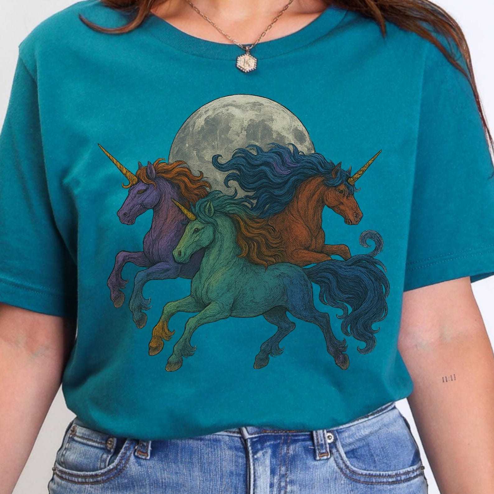 Unicorn Moon Graphic Tee: Witchy Cottagecore Shirt 3XL