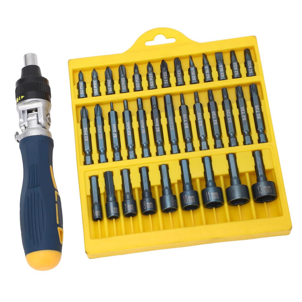 36-teiliges Schraubendreher-Set Magnetische Drehbarer Sockel 1 4 Stecknuss Ratsche Schraubendreher Bit-Set Kfz-Reparaturwerkzeugsatz