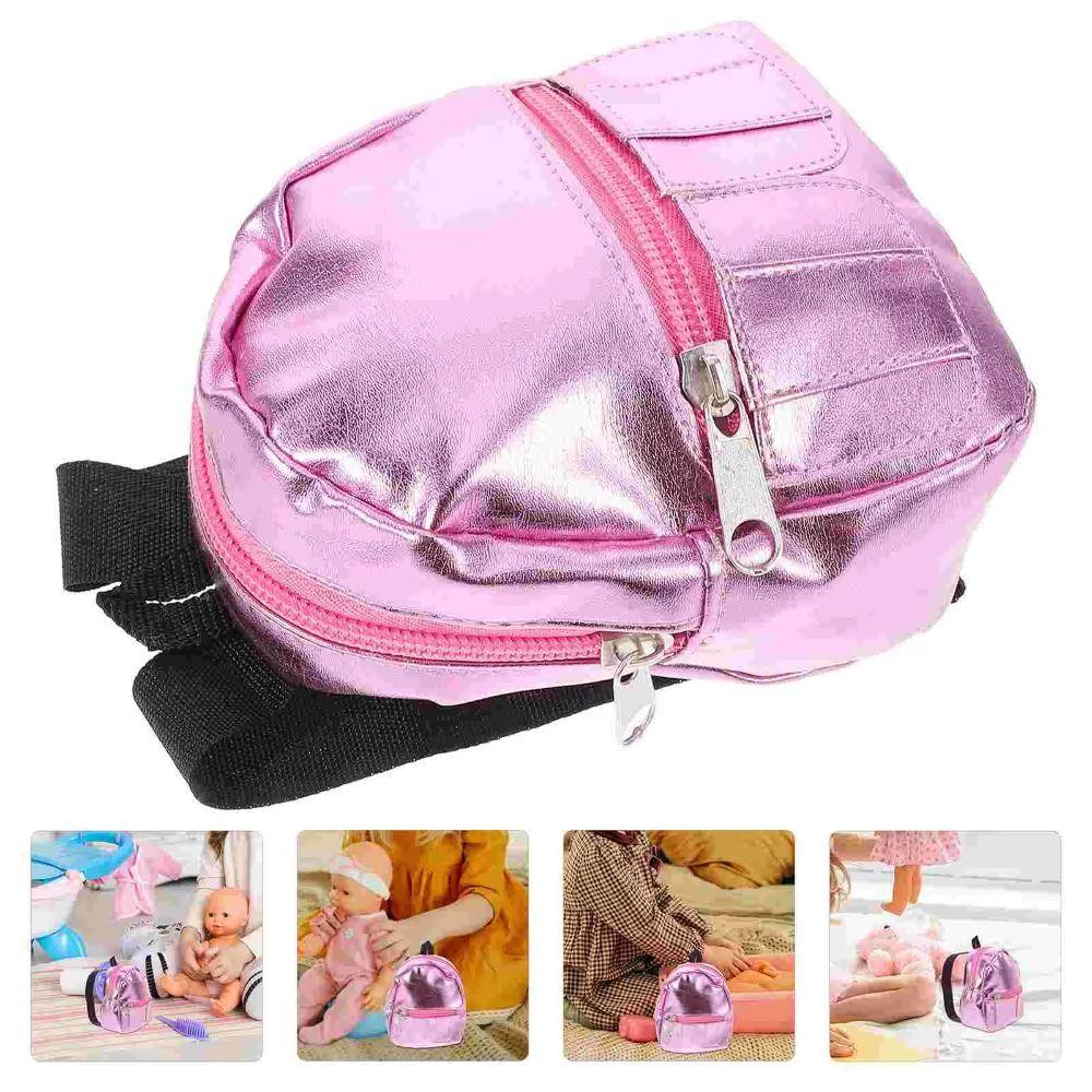 Girl Schoolbag 18inches Doll Backpack Pink Silver Mini Knapsack Fashion Doll Backpack  Kids Gifts