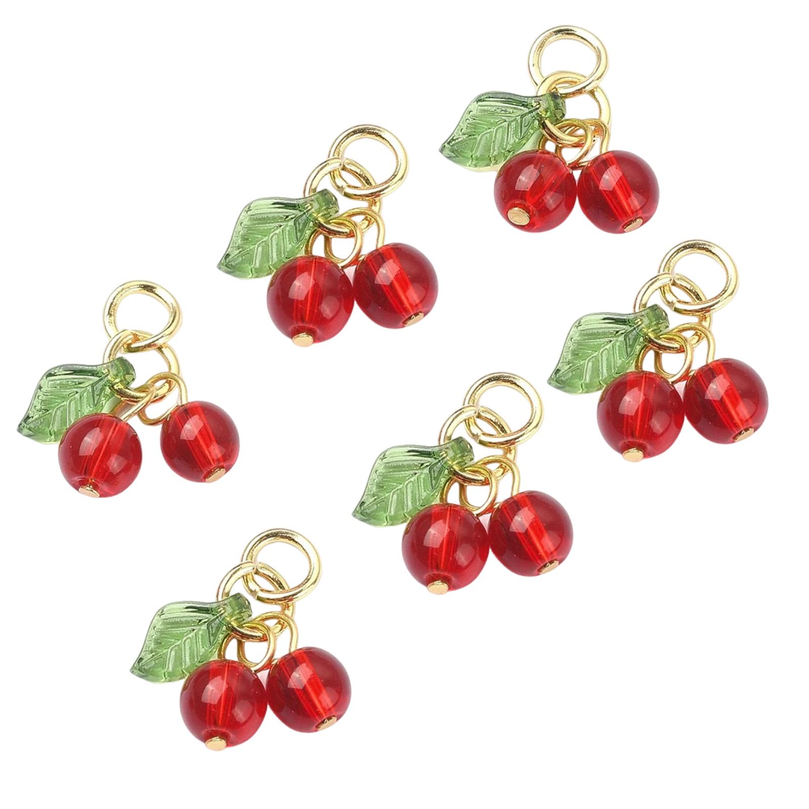

Pack of 6 Cherry Bracelet Pendant Jewelry Embellishments Jewelry Part Cherry Figurines Decorative Charm for Bracelet