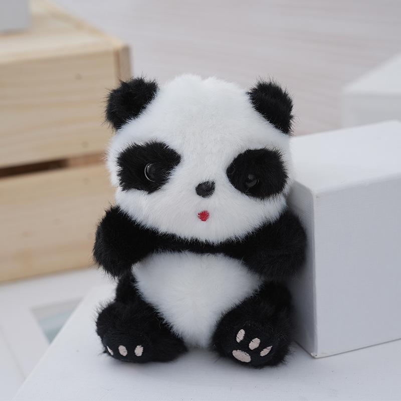 Panda Cute Plush Keychain Available In Black Gray And Brown Perfect For Gifts