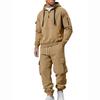 Men's Zip Hoodie Sweatshirt and Multi-Pocket Work Pants Casual Outfit Set