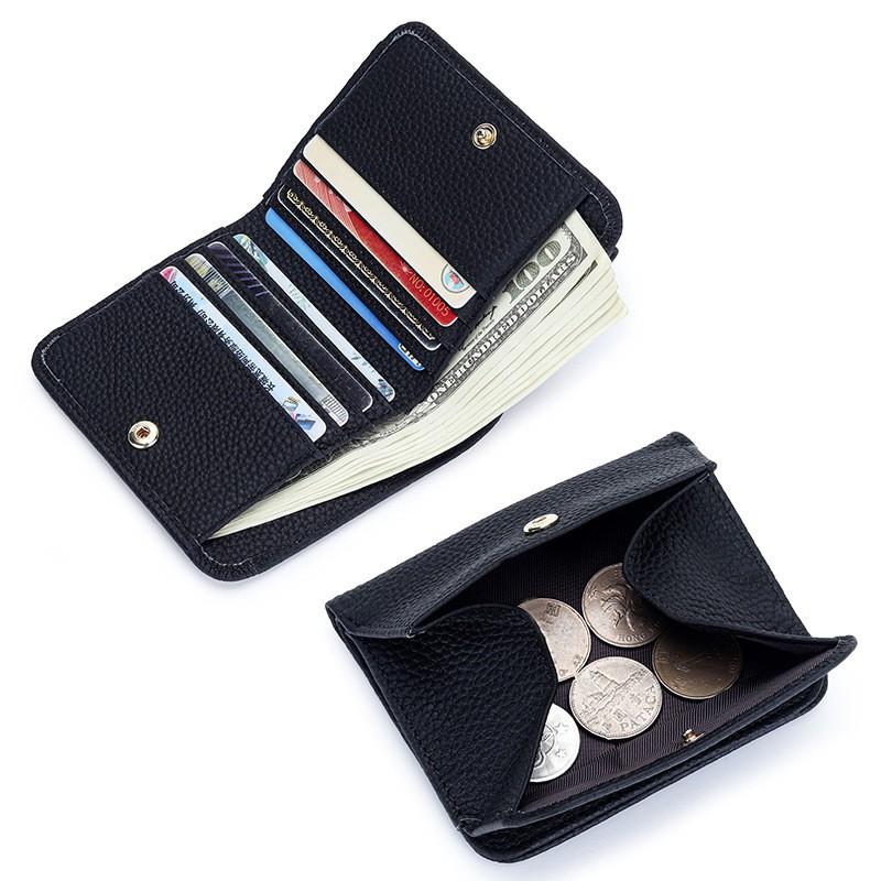 Pure Cowhide Wallet Women's Genuine Leather Short Multifunctional Folding Large Capacity Clip