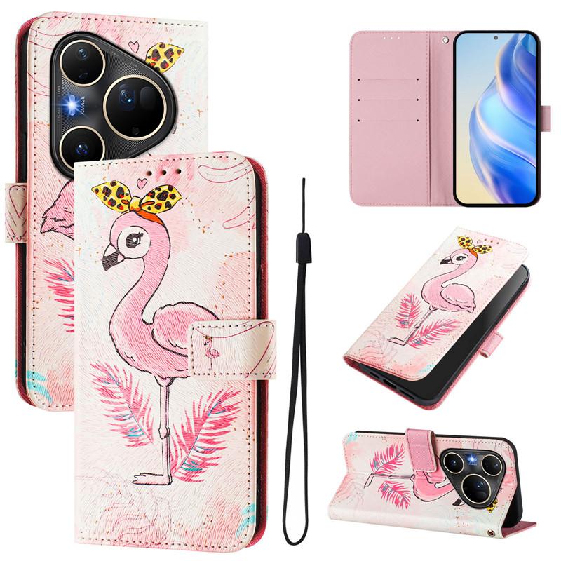 Luxury Flip Leather Case For Huawei Pura 80 Ultra 5G Flip Cover For Huawei P80 Pura 80 Pro+ Plus Wallet Bags Flower Cases Shell