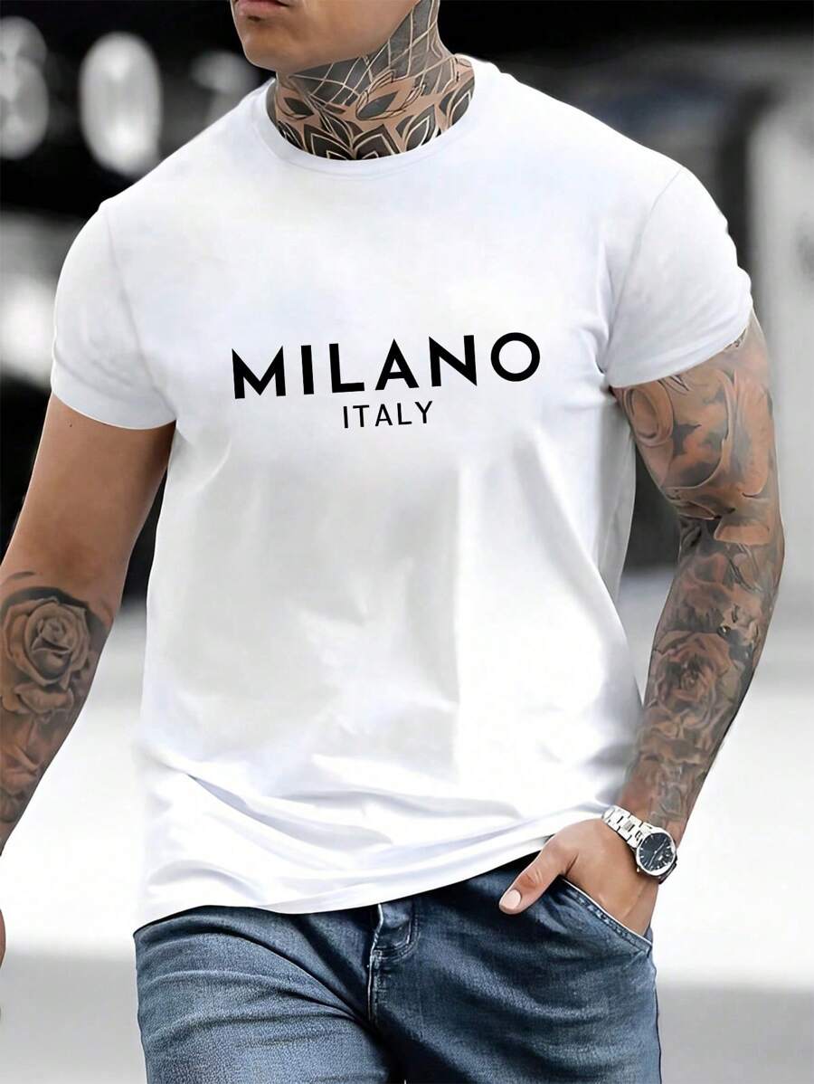 Unisex s Letter Print Short Sleeve T-Shirt S