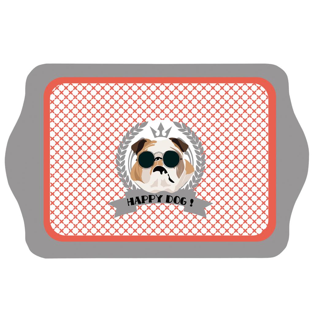 Les Trésors De Lily [Q3780] - Kovový tác 'Happy Dog' (buldok) - 35x25 cm