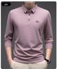 Woodpecker Men's Iron-Free Seamless Lapel Long Sleeve Polo Shirt - Versatile High-End Loose Fit