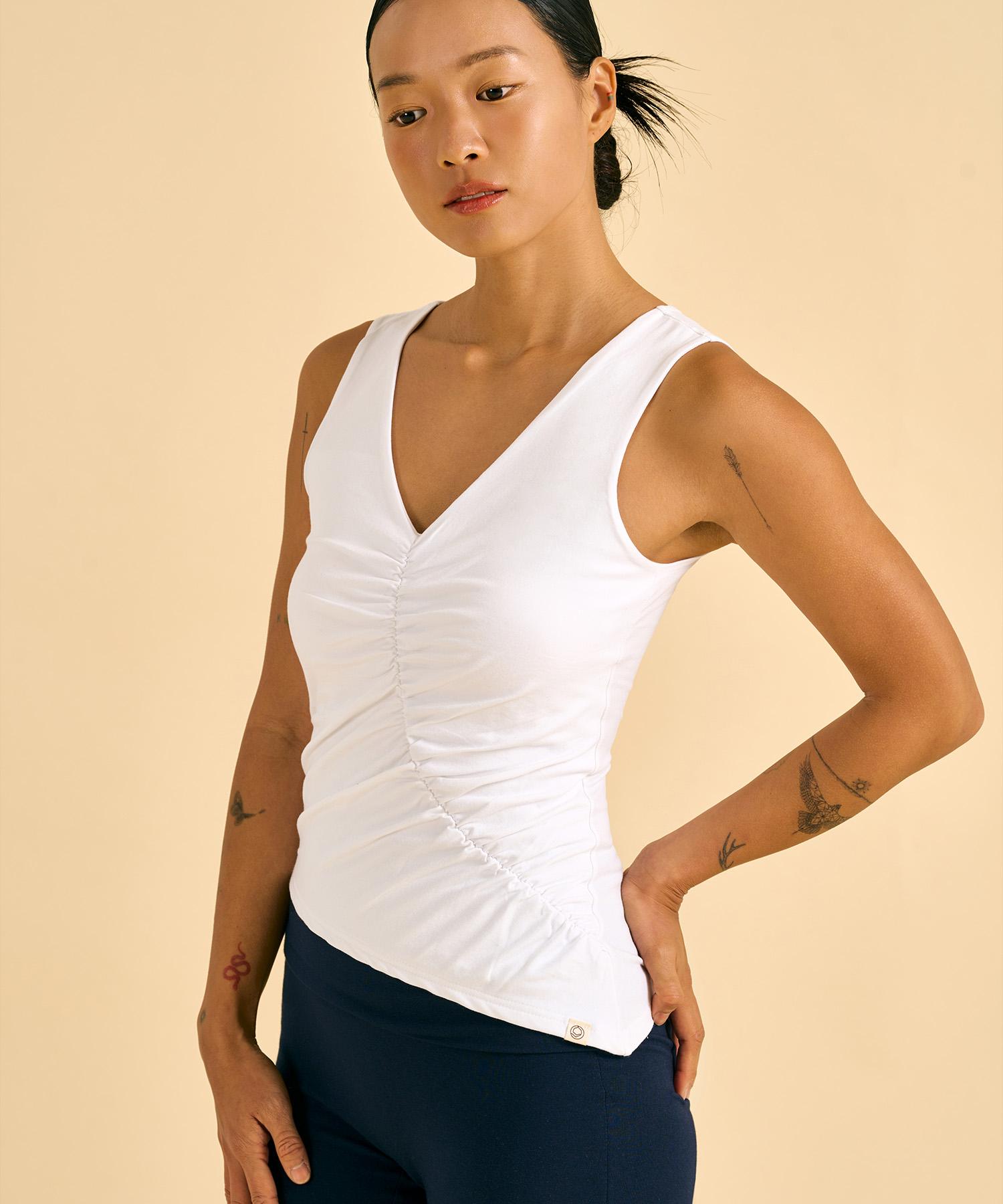 Diyani Graceful Ruche Tank (White) Free