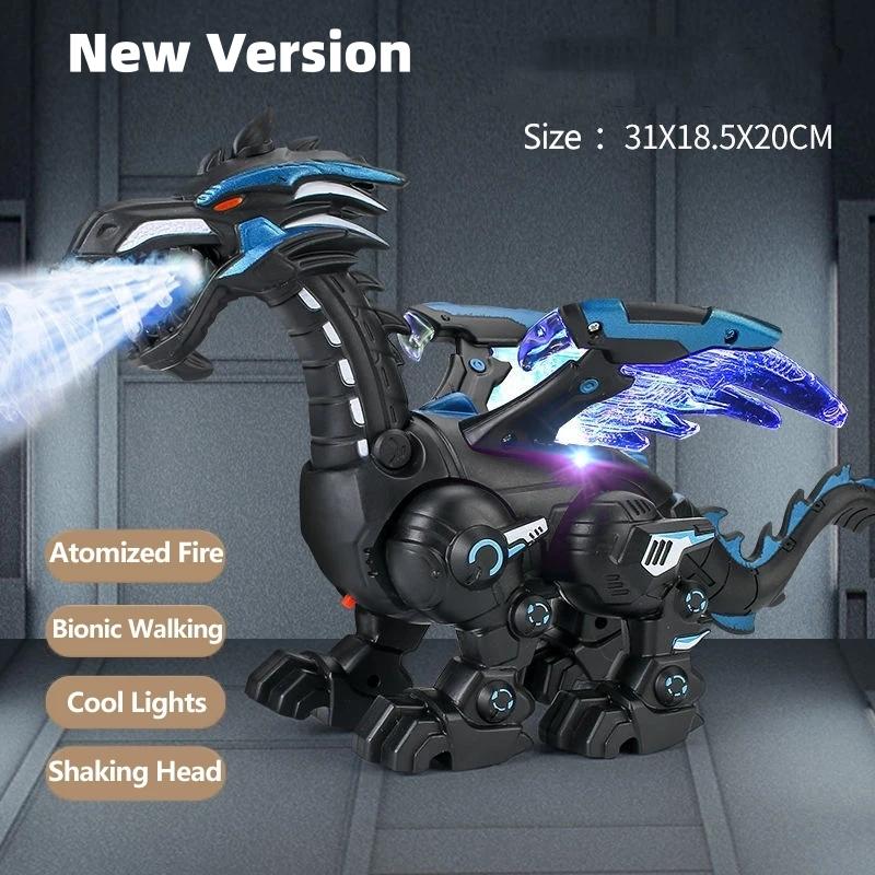 Simulation Fire Mechanical Dinoasur Water Spray Cool Light Electric Children Entertainment Puzzle Model Game Toys for Boys Gifts