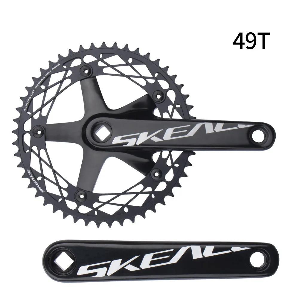 SKEACE Alumnium Alloy Crankset Fixed Gear Bicycle Crank 165mm 144BCD 49T Hollowtech Single Speed Parts Bike Chainwheel With BB
