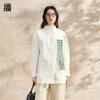 Camisa Feminina Bordada de Manga Longa Estilo Chinês