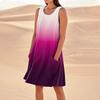 Women's Fashion Casual Gradient Print Sleeveless Pocket Beach Dress
