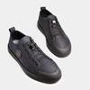 Sneakers Davis schwarzes Leder, blaues Nubuk 12142