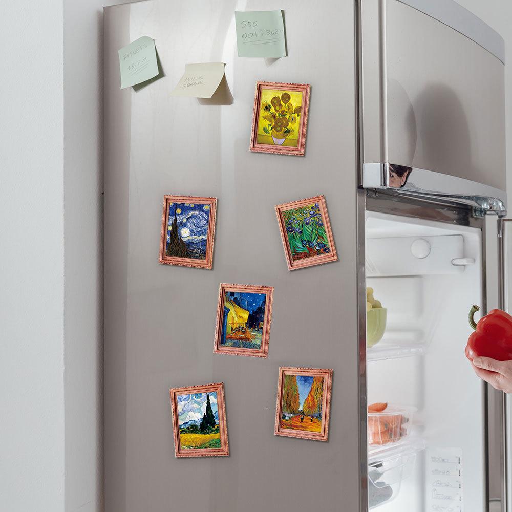 Van Gogh 3D Wooden Magnetic Stickers: Home Decor, Photo Frame Poster, Refrigerator Magnet Set