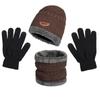 3-Piece Winter Men'S Hat Set Scarf Gloves And Neck Warmer All In One Fleece-Lined Knitted Hat