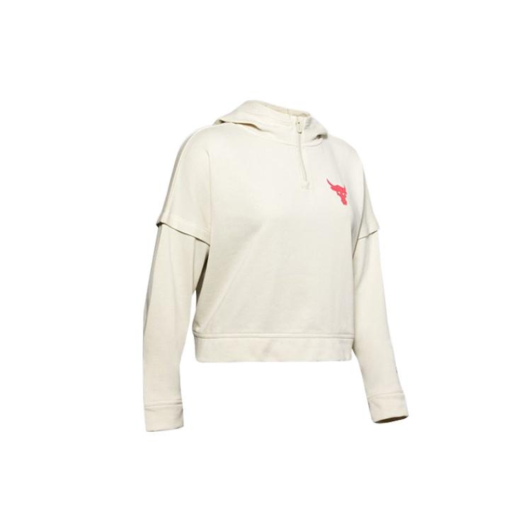 (WMNS) Under Armour x Project Rock Terry Hoodie White Pink Women s 1351807-110