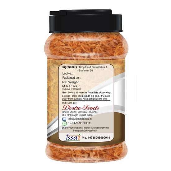 Desire Golden Fried Onion 250g In Jar| Flakes |Birista | Fried Pyaz Used for Biryani,gravies, Indian Curries