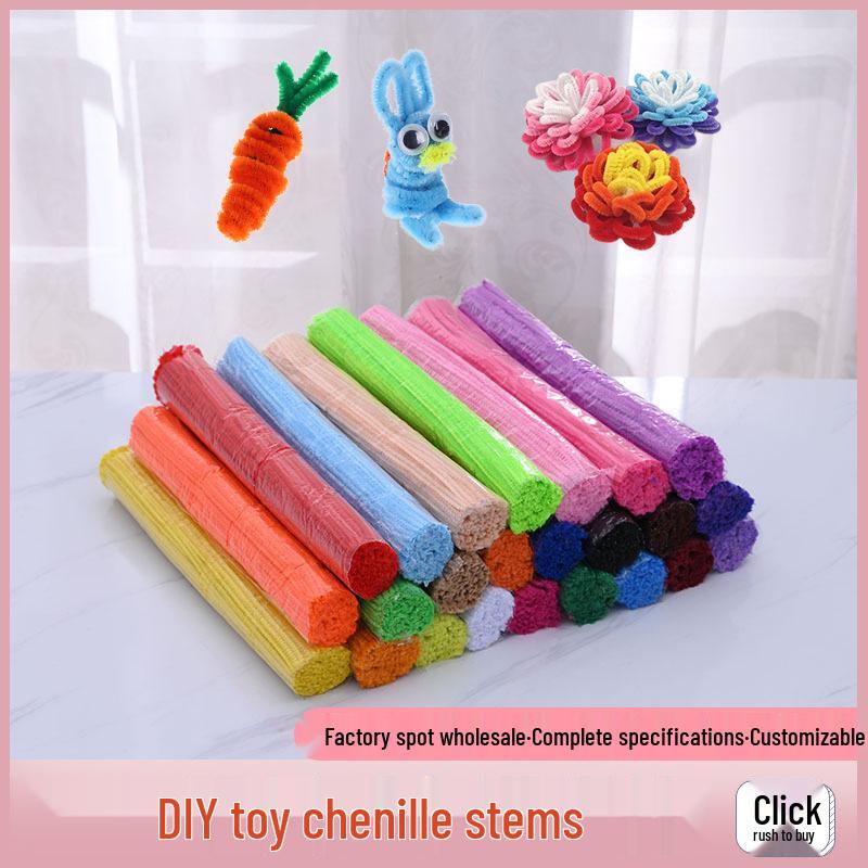 Chenille Stems Twist Sticks DIY Craft Pack for Kids - Solid Color Plush Strips