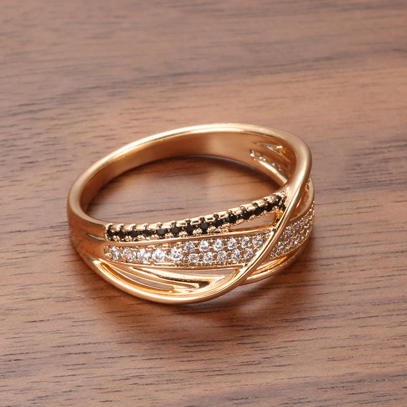 Kinel Fashion Rose Gold Ring For Women Zircon Crystal Jewelry