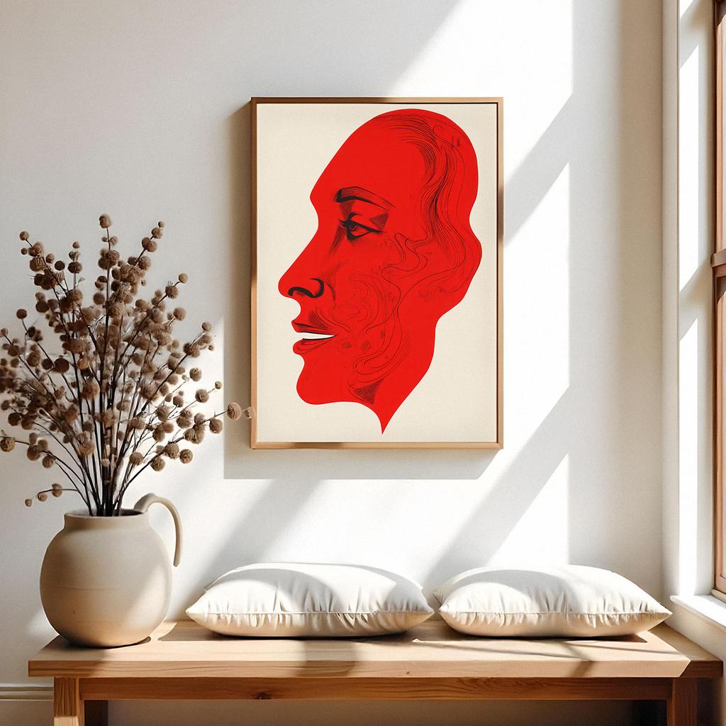 Plakat czerwona twarz ilustracja