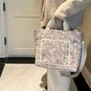 Portable Floral Printing Mummy Baby Bag Large Capacity Cotton Crossbody Bag Lightweight Handbag Diapers Stroller Bag Mother