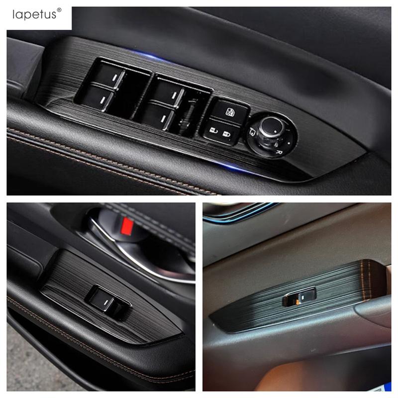 Car Window Glass Lift / Gear Shift Panel / Water Cup Frame Cover Trim Stainless Steel Accessories For Mazda CX-5 CX5 2017 - 2024