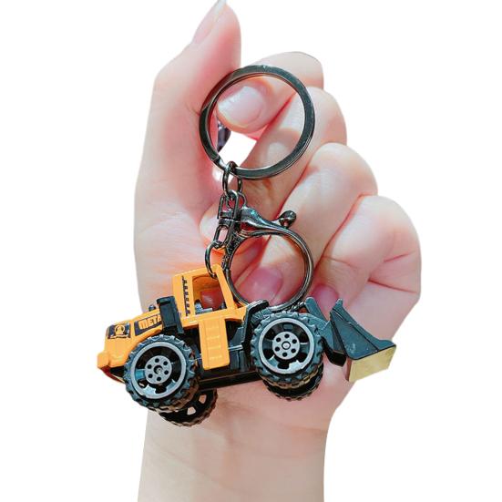 Mini Engineering Cars Charm Keychain Pull Back Cartoon Toy Car Keychain Pendant Anti-Detachable Hook Decompression Tool